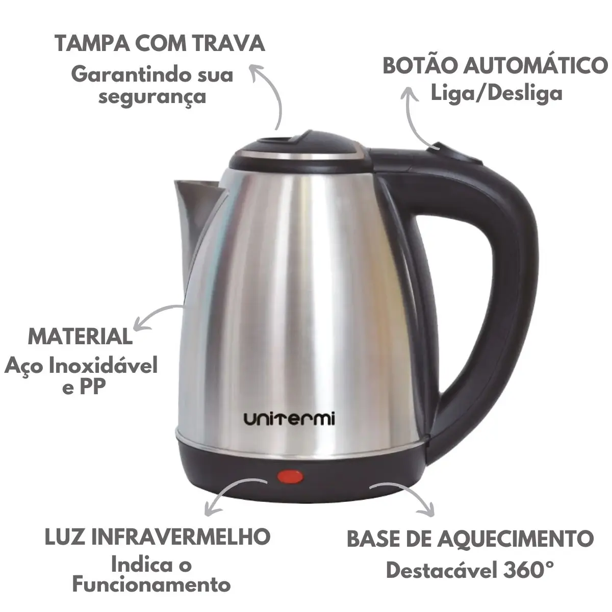 Electric Kettle 1.8L Atacama Inox 110V Automatic Teapot Hot Water Jar Kitchen-Unitermi - Image 2