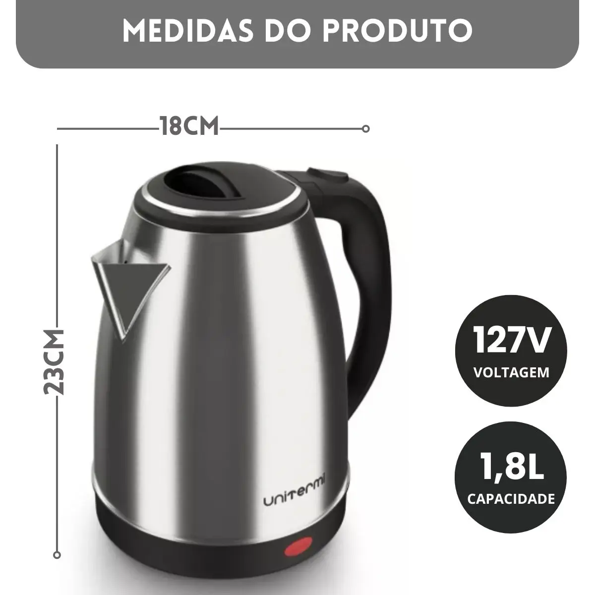 Electric Kettle 1.8L Atacama Inox 110V Automatic Teapot Hot Water Jar Kitchen-Unitermi - Image 3