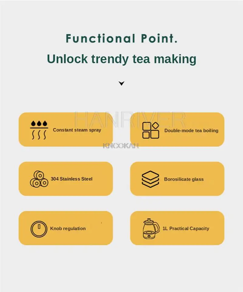 1L Electric Kettle Heat-resistant Glass Tea Infuser Pot With Filter Automatic Steam Spray Borosilicate glass Teapot Health Pot - Image 18