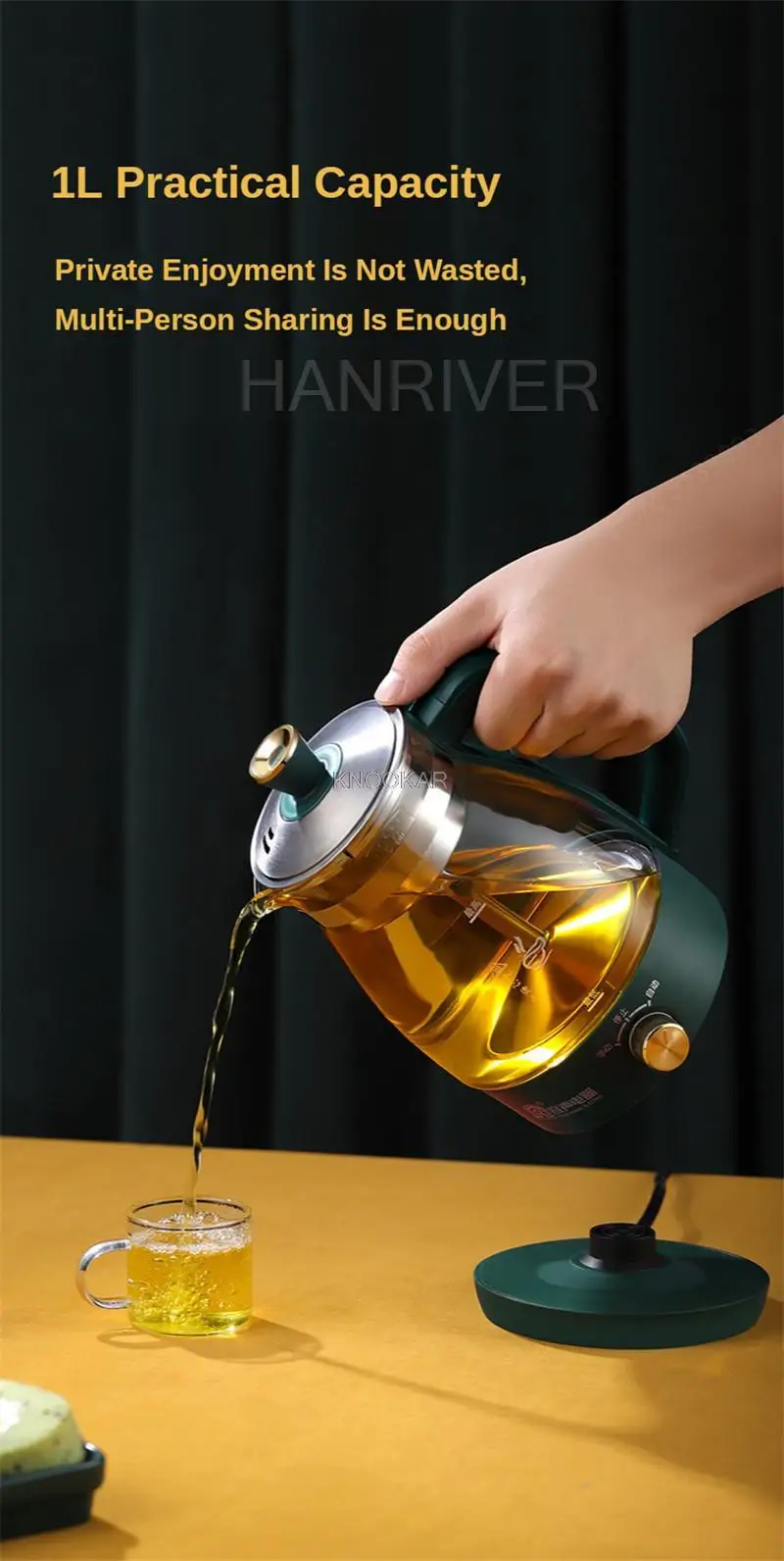 1L Electric Kettle Heat-resistant Glass Tea Infuser Pot With Filter Automatic Steam Spray Borosilicate glass Teapot Health Pot - Image 19