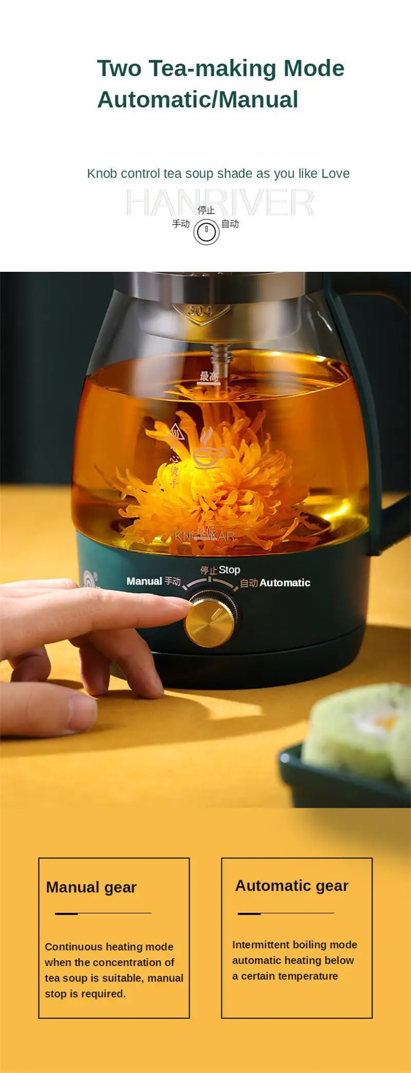 1L Electric Kettle Heat-resistant Glass Tea Infuser Pot With Filter Automatic Steam Spray Borosilicate glass Teapot Health Pot - Image 20