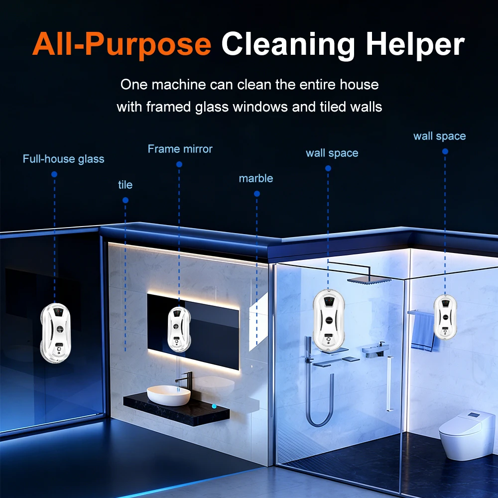 PuRuiKai Household Window Automatic Water Spray Cleaning Robot,With Intelligent Edge Detection System,Robot Glass Cleaner - Image 6