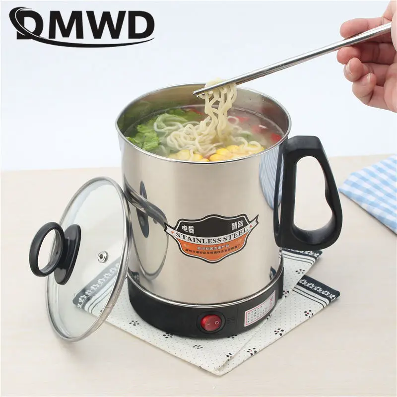 DMWD MultiCooker Electric Skillet portable stainless steel heating cup Noodles milk soup porridge Cooking Pot mini coffee boiler - Image 4