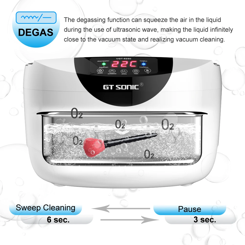 Digital Ultrasonic Cleaner Bath 2500ML for Home Kitchen Wash Fruits Glasses Denture Tableware Jewelry Watch - Image 3