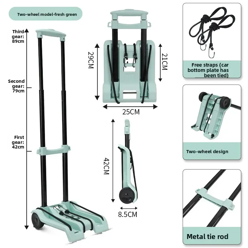 Household small cart folding pull goods handling trailer shopping cart luggage trolley - Image 5