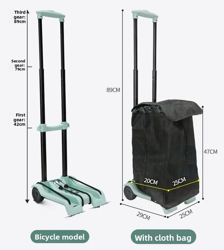 Household small cart folding pull goods handling trailer shopping cart luggage trolley - Image 17