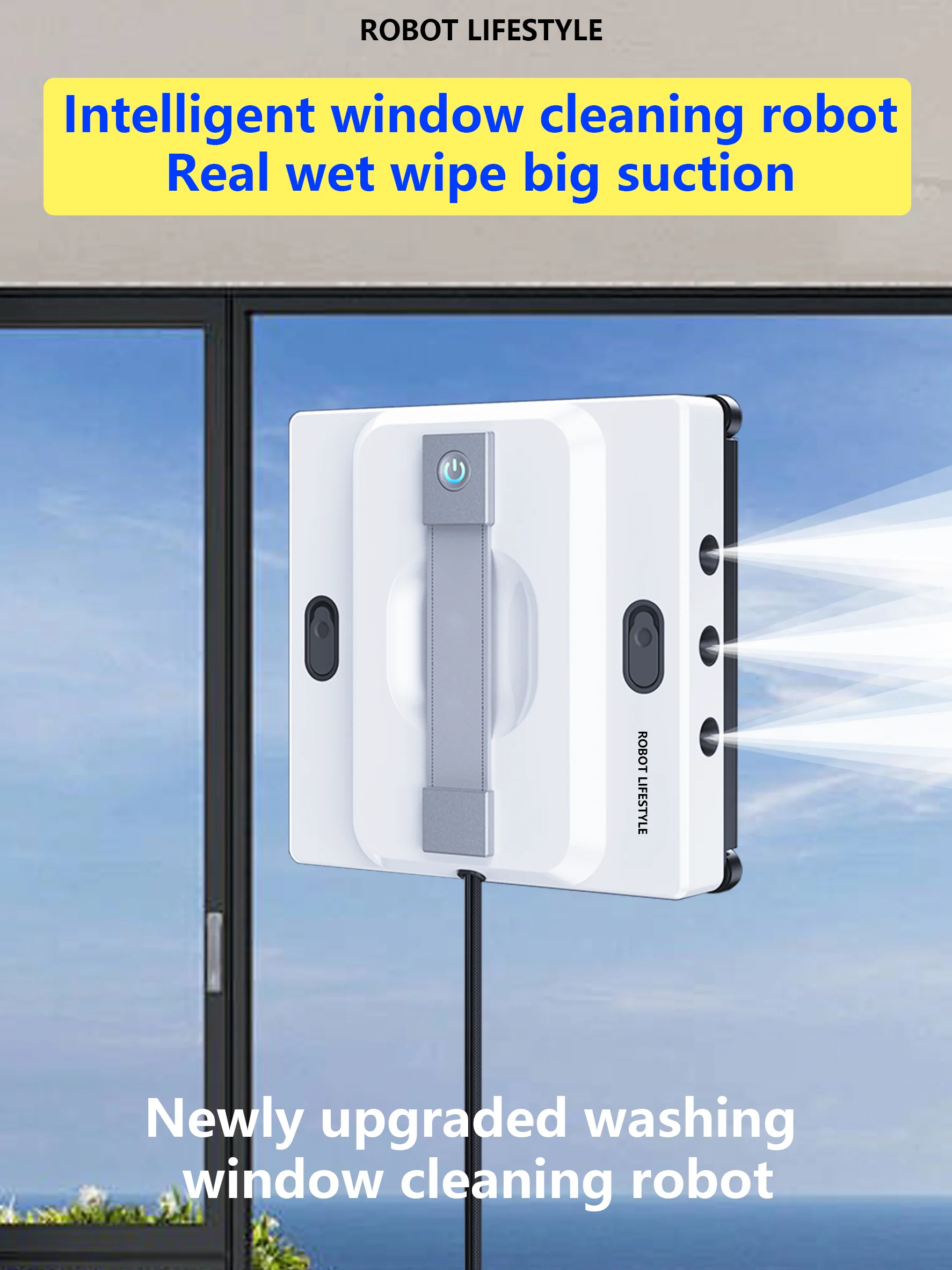 2026 Robot Window Cleaner Washer Glass Window Cleaning Robot RL528 Big 100ml Water Tank, Six Water Jet, 5200Pa Strong Suction - Image 9
