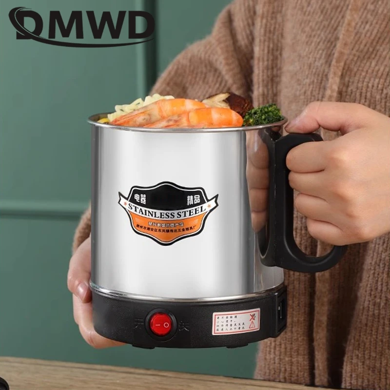 DMWD MultiCooker Electric Skillet portable stainless steel heating cup Noodles milk soup porridge Cooking Pot mini coffee boiler - Image 5
