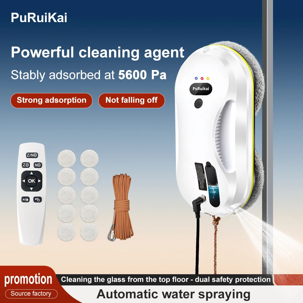 PuRuiKai Household Window Automatic Water Spray Cleaning Robot,With Intelligent Edge Detection System,Robot Glass Cleaner - Image 2