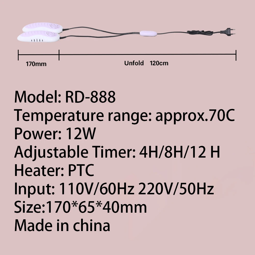 2025 New Electric Shoe Dryer With Timer 4H 8H 12H PTC Heater for Boot Warmer Sanitizing Deodorizing Portable Dryer Blue Light - Image 6