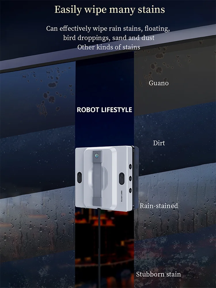 2026 Robot Window Cleaner Washer Glass Window Cleaning Robot RL528 Big 100ml Water Tank, Six Water Jet, 5200Pa Strong Suction - Image 21