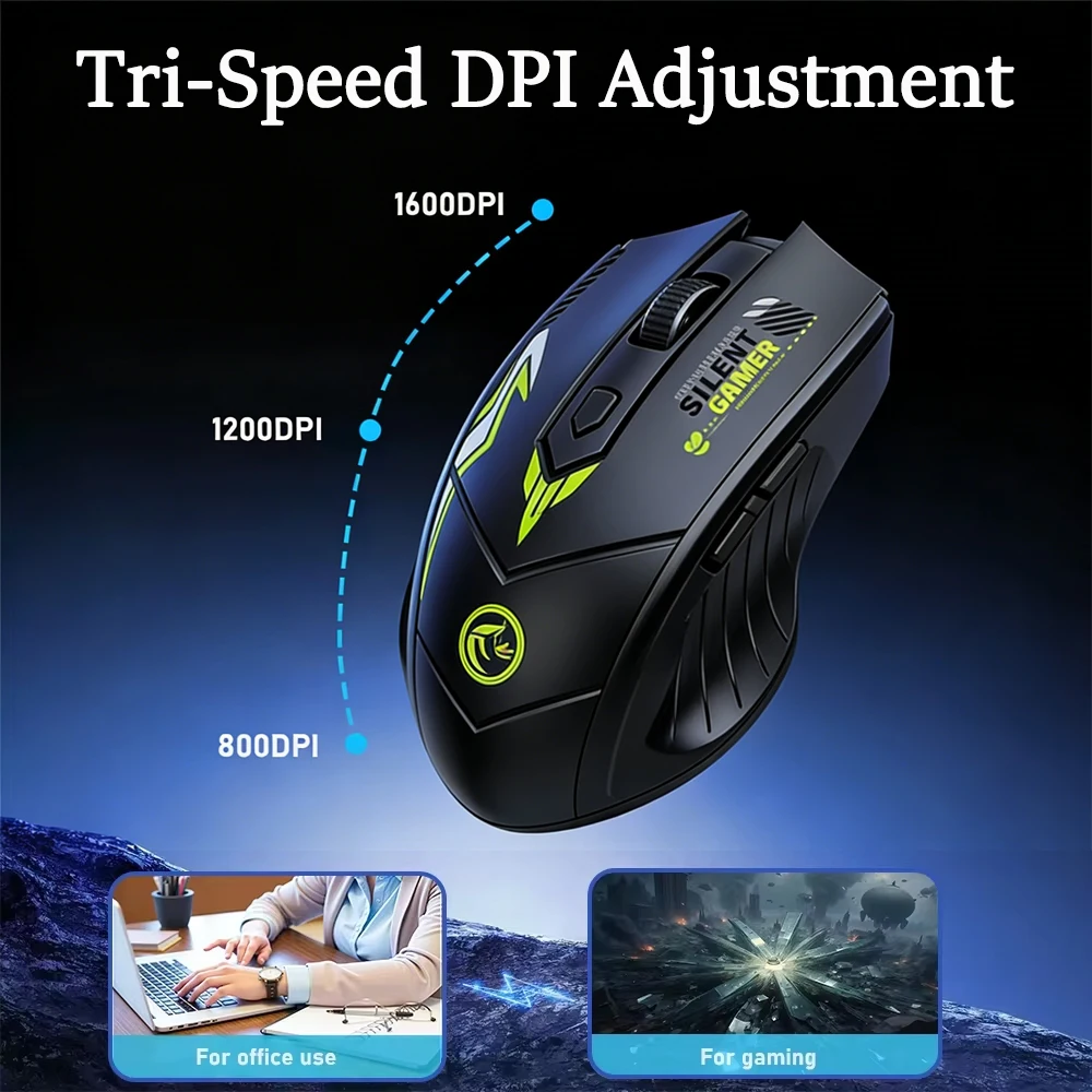 2.4G Wireless Mouse Dual-Mode Bluetooth Mouse 6Buttons Silent Gaming Mice Rechargeable E-Sports Mouse 1600DPI Office Mice For PC - Image 11