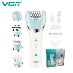 VGR Epilator 5 In 1 Electri Women Epilator Female Shaver Leg Body Hair Remover Lady Bikini Trimmer Facial Cleaning Massage V-703