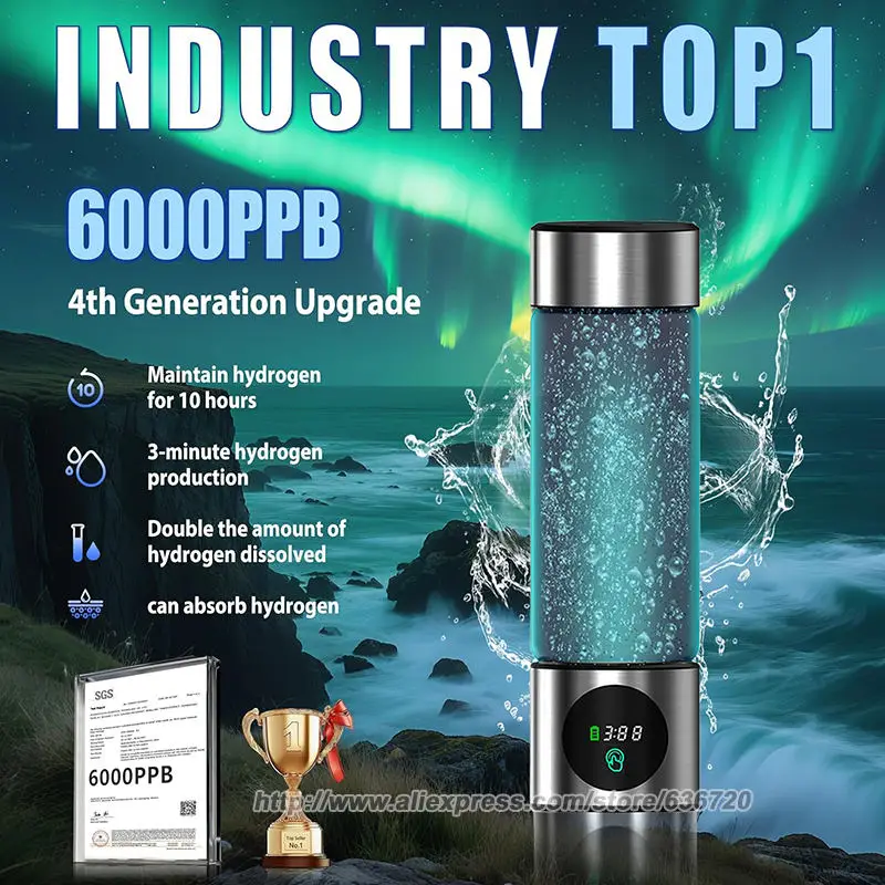 5.0 New Upgraded Hydrogen Water Bottle - Hydrogen Concentration up to 6000 PPB, 2025 SPE/PEM Technology - Image 3