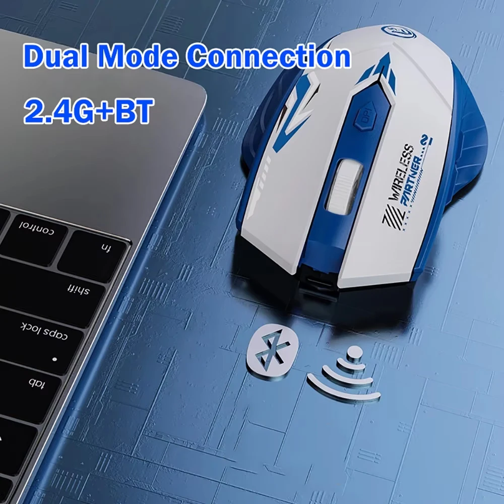 2.4G Wireless Mouse Dual-Mode Bluetooth Mouse 6Buttons Silent Gaming Mice Rechargeable E-Sports Mouse 1600DPI Office Mice For PC - Image 14