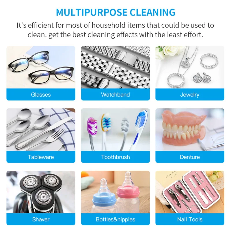 Digital Ultrasonic Cleaner Bath 2500ML for Home Kitchen Wash Fruits Glasses Denture Tableware Jewelry Watch - Image 8