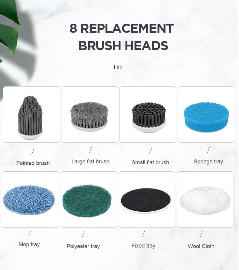 8-in-1 Multifunctional Electric Cleaning Brush Bathroom Kitchen Brush Cleaning With LED NightLight Rotatable Household Brush - Image 14