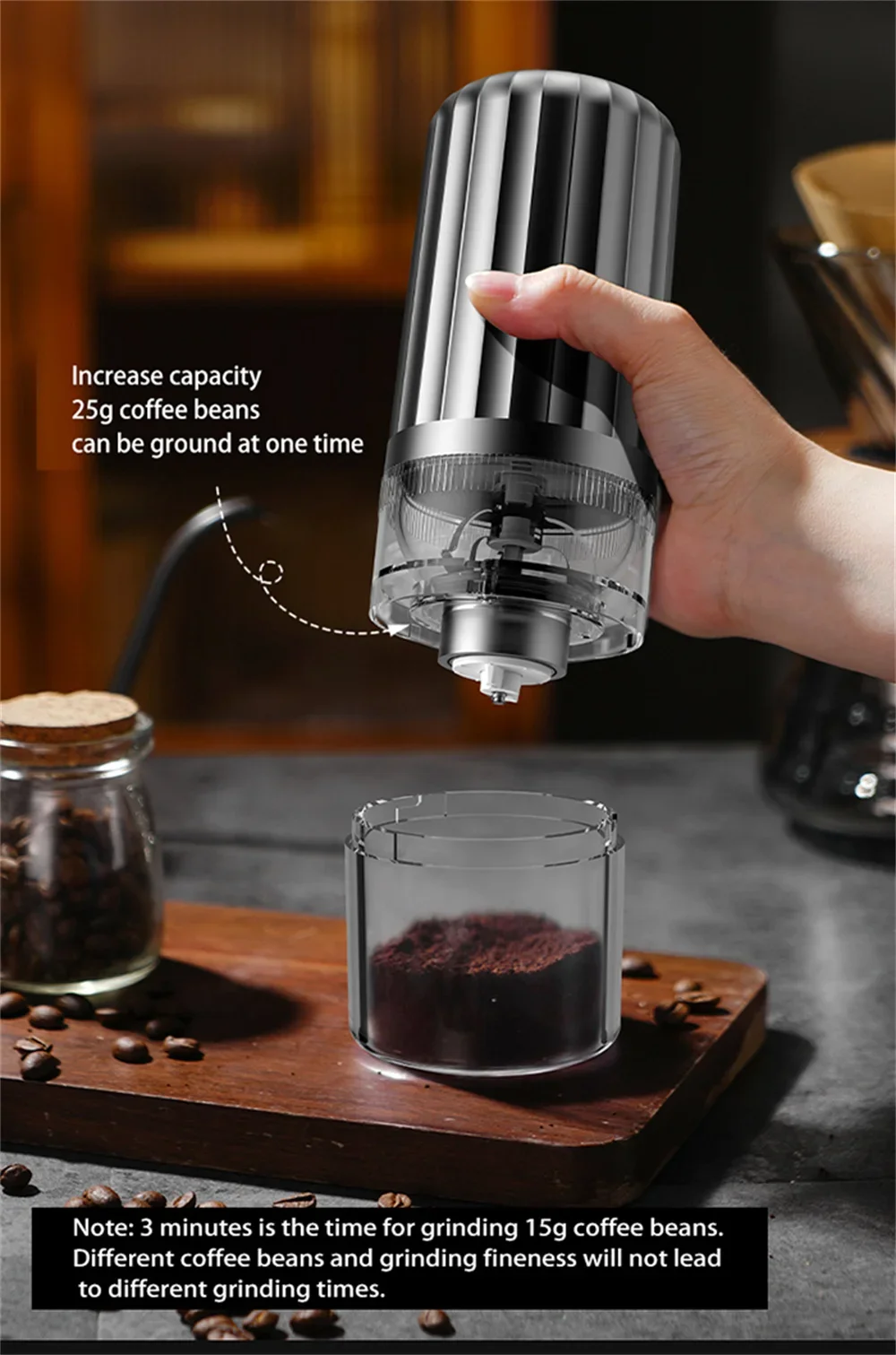 Portable Electric Coffee Grinder Wireless Bean Mill USB Fully Automatic Rechargeable Outdoor Gatherings Adjustable Coarse Fine - Image 15