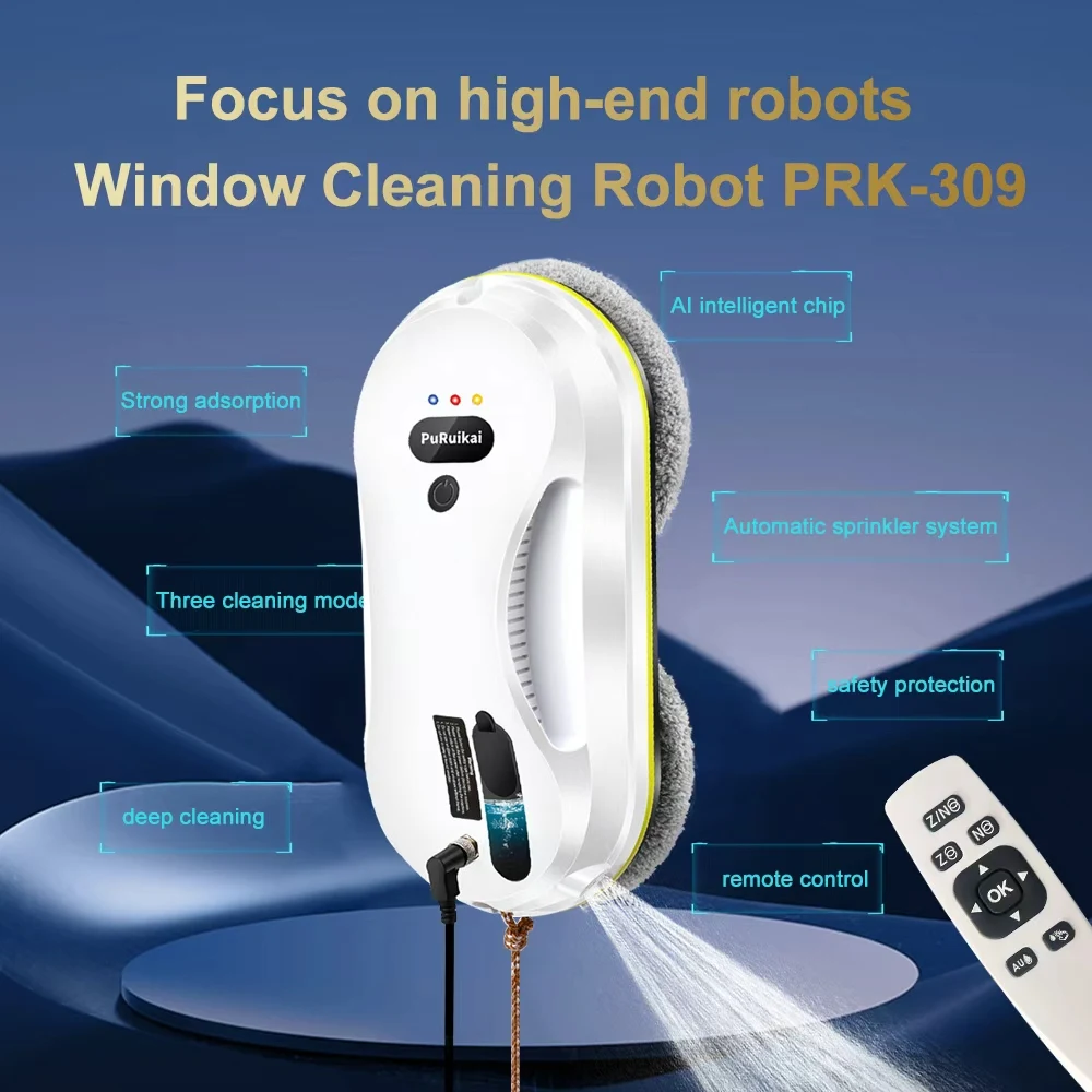 PuRuiKai Household Window Automatic Water Spray Cleaning Robot,With Intelligent Edge Detection System,Robot Glass Cleaner - Image 3