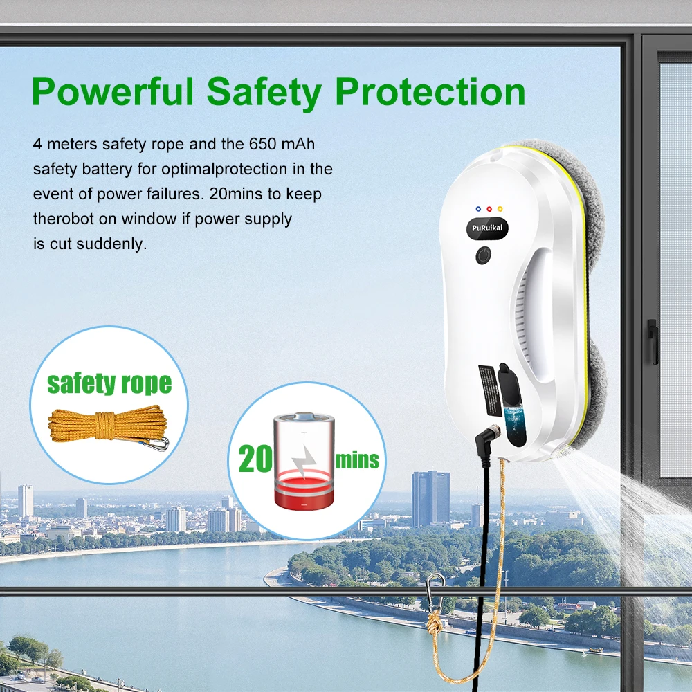 PuRuiKai Household Window Automatic Water Spray Cleaning Robot,With Intelligent Edge Detection System,Robot Glass Cleaner - Image 10