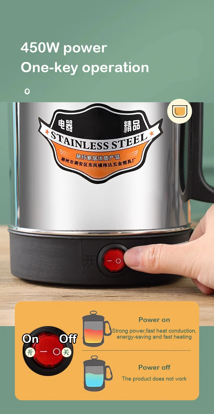 DMWD MultiCooker Electric Skillet portable stainless steel heating cup Noodles milk soup porridge Cooking Pot mini coffee boiler - Image 15