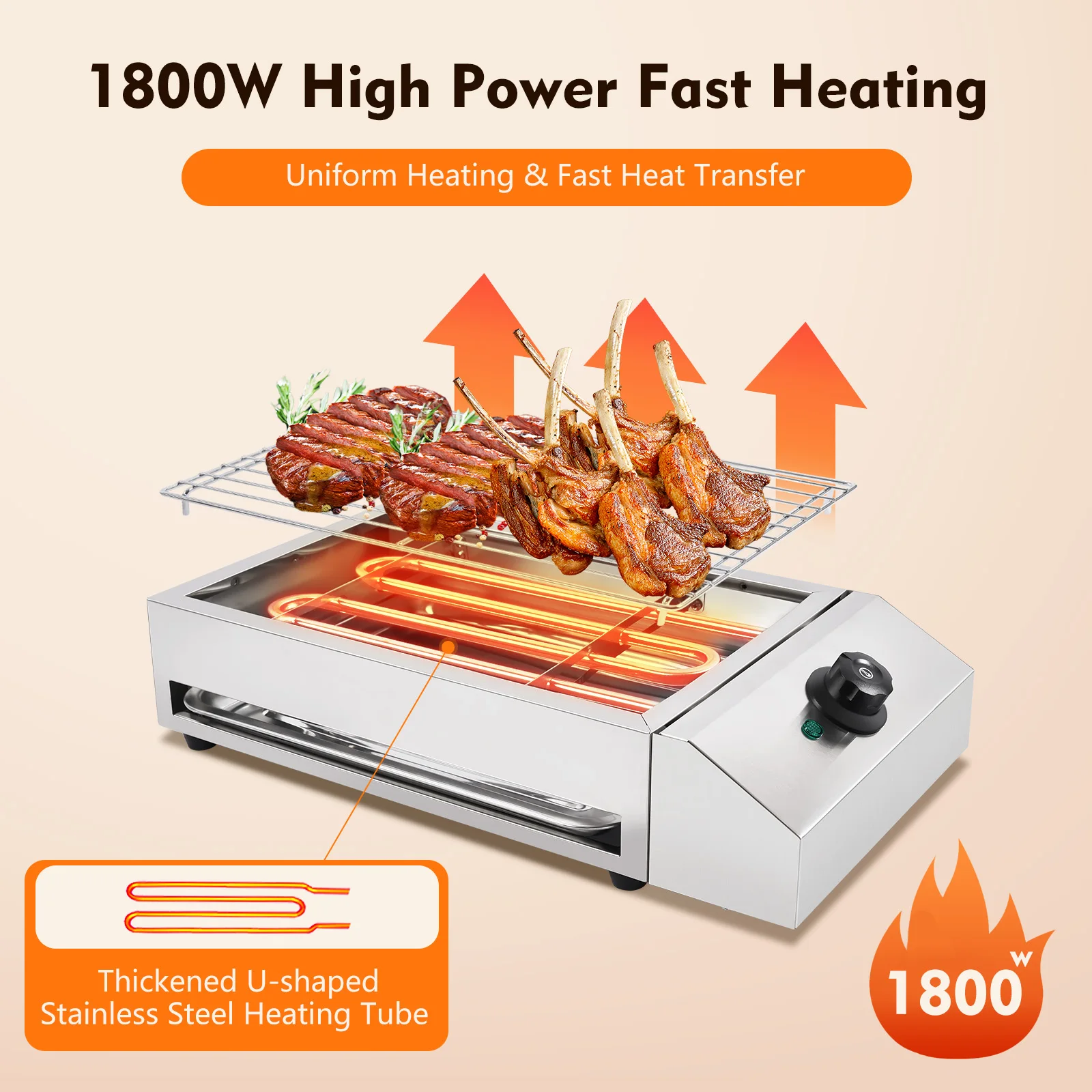 Family Smokeless Grill 1800W 110V Stainless Steel Electric Smokeless Barbecue Oven Grill For Restaurant BBQ Equipment - Image 2