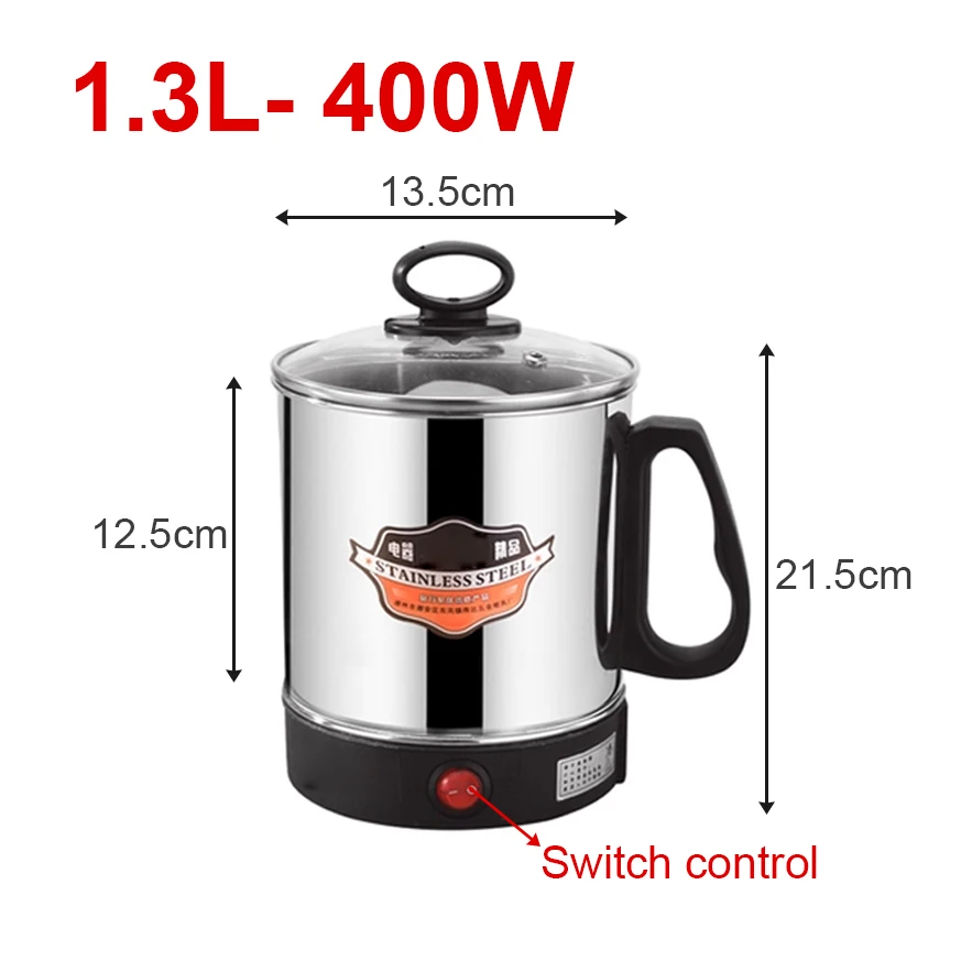 DMWD MultiCooker Electric Skillet portable stainless steel heating cup Noodles milk soup porridge Cooking Pot mini coffee boiler - Image 7
