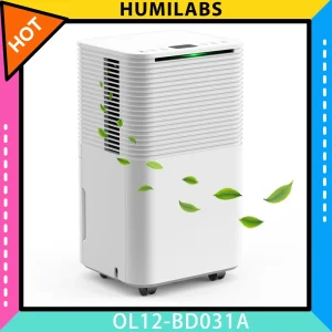 HUMILABS OL12-BD031A Portable Home Dehumidifier, 12L Dehumidify Capacity, 3 Modes, Auto/Manual Drainage, 24-Hour Timer, Low Noise, Clothes Drying