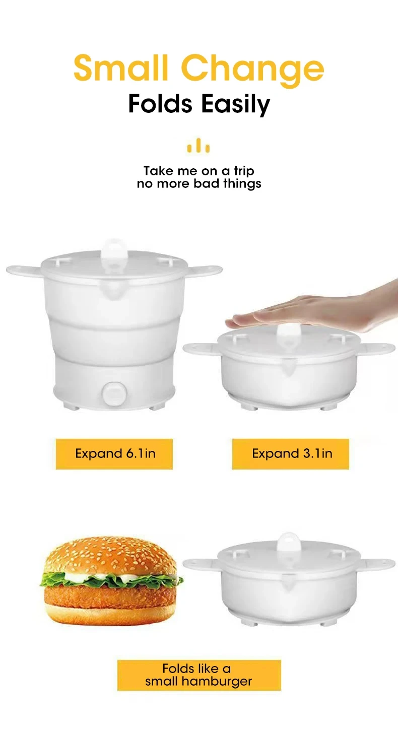HOMEFISH Foldable Silicone Electric Pot Portable Multi-Purpose Hot Water Boiler for Travel 110/220V Kettle Ideal for Camping - Image 14
