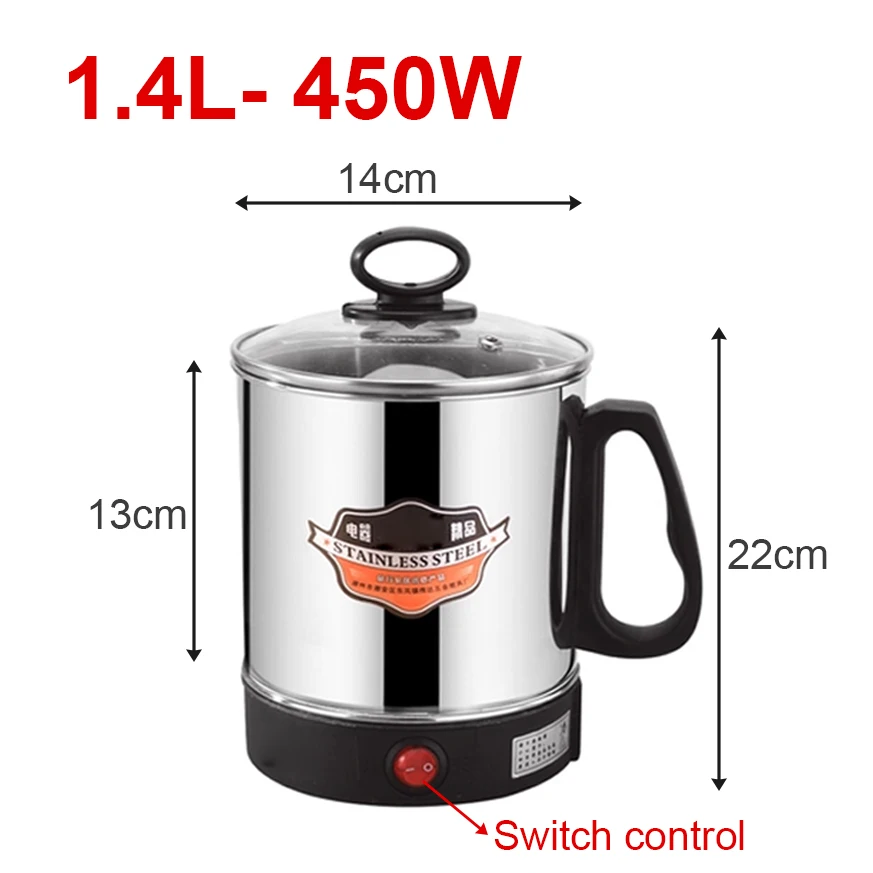 DMWD MultiCooker Electric Skillet portable stainless steel heating cup Noodles milk soup porridge Cooking Pot mini coffee boiler - Image 8
