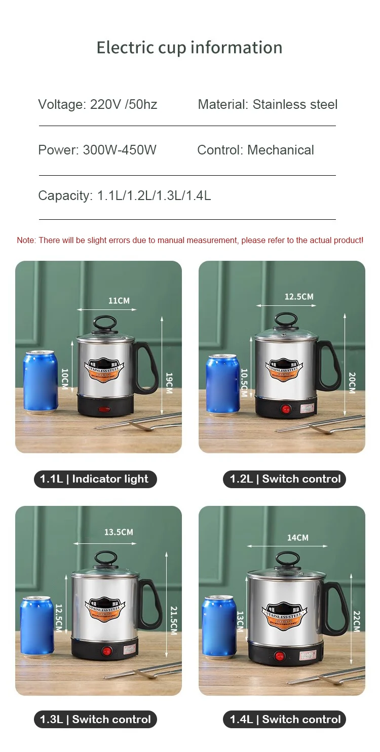 DMWD MultiCooker Electric Skillet portable stainless steel heating cup Noodles milk soup porridge Cooking Pot mini coffee boiler - Image 18