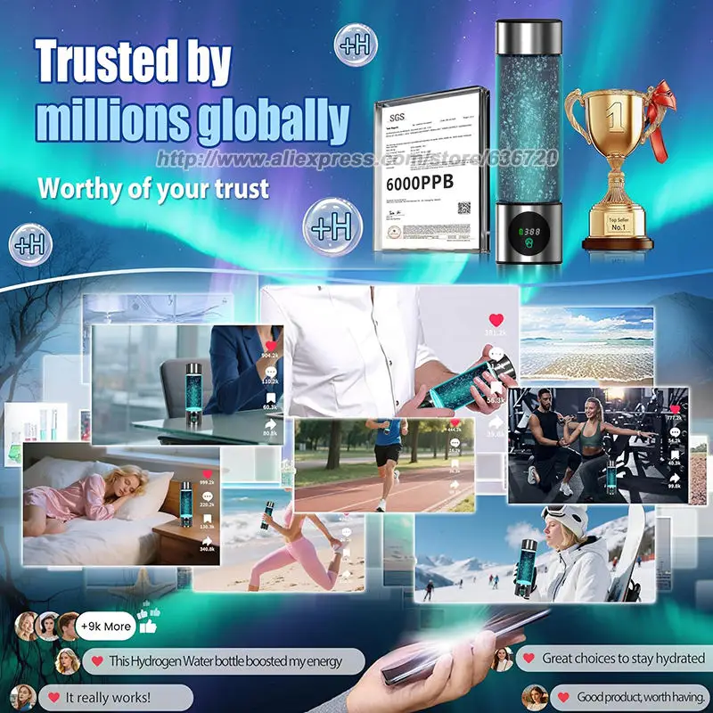 5.0 New Upgraded Hydrogen Water Bottle - Hydrogen Concentration up to 6000 PPB, 2025 SPE/PEM Technology - Image 6