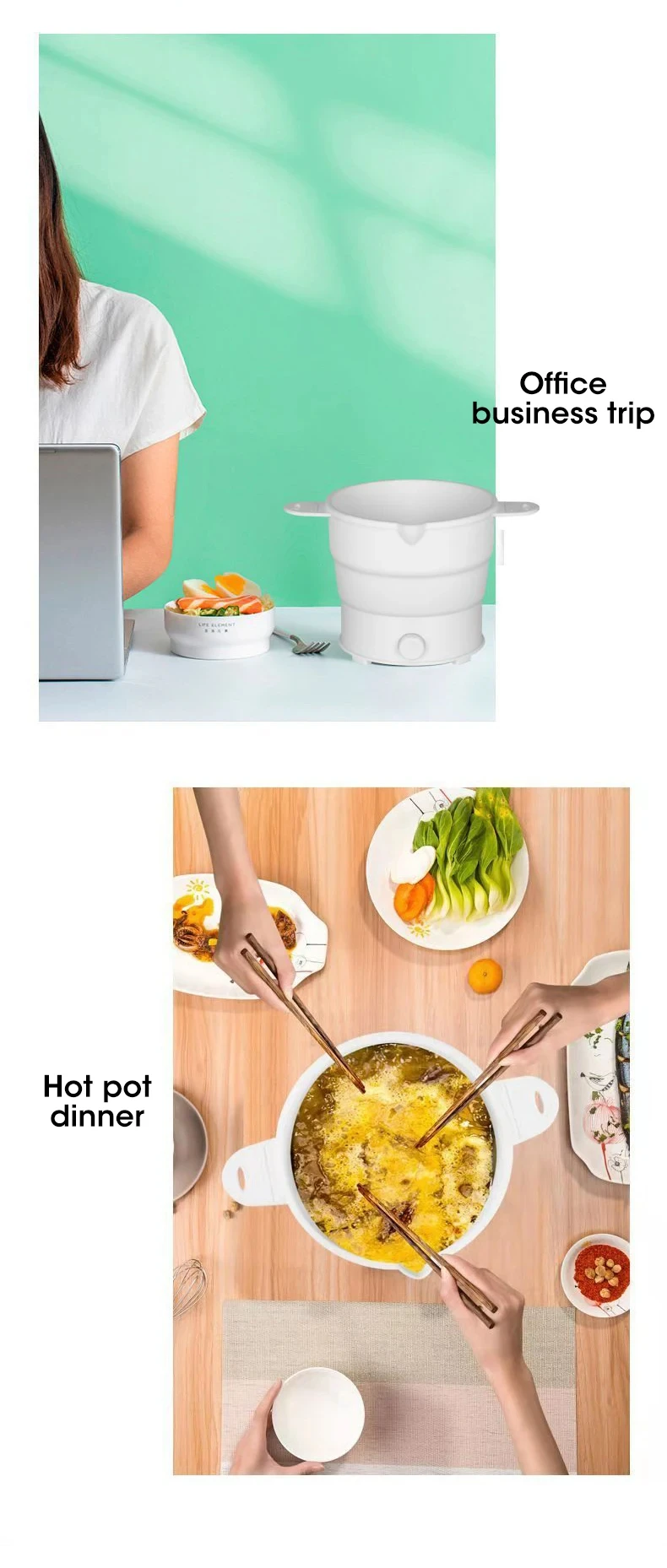HOMEFISH Foldable Silicone Electric Pot Portable Multi-Purpose Hot Water Boiler for Travel 110/220V Kettle Ideal for Camping - Image 13