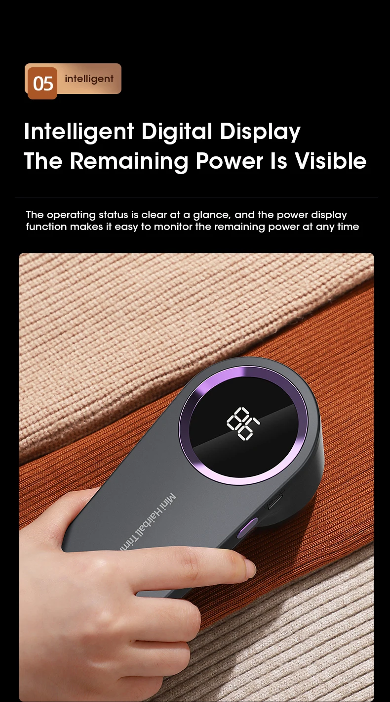 Lint Remover for Clothing LED Digital Electric Pellet Fluff Remover USB Rechargeable Fuzz Fabric Shaver Sweater Dropshipping - Image 11