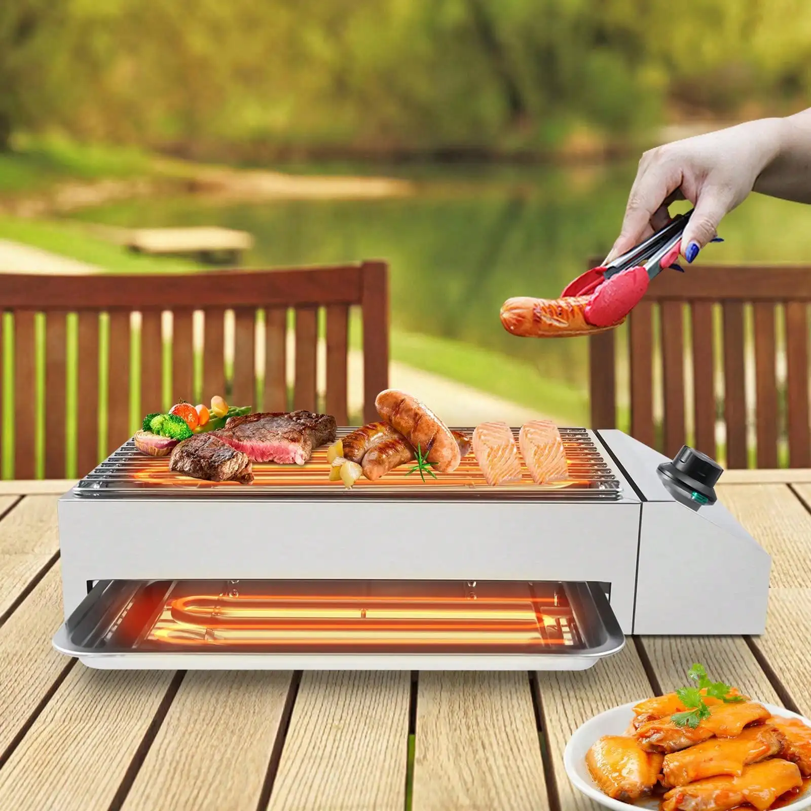 Family Smokeless Grill 1800W 110V Stainless Steel Electric Smokeless Barbecue Oven Grill For Restaurant BBQ Equipment - Image 8