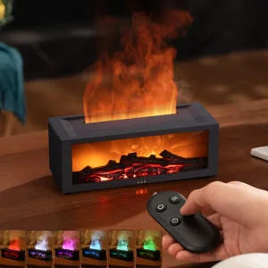 Flame Aroma Humidifier Fireplace Humidifier for Home Aromatherapy Fragrance Diffuser Essential Oils Diffuser with Remote Control