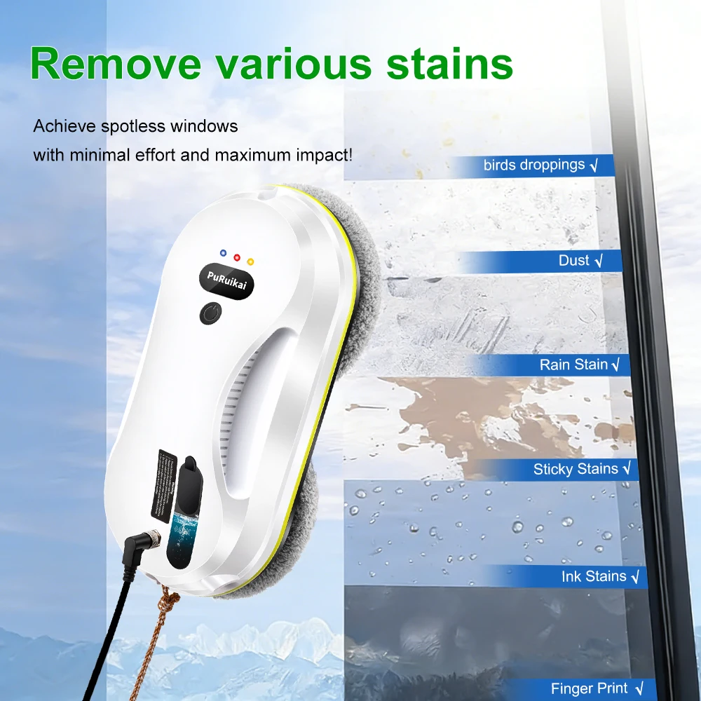 PuRuiKai Household Window Automatic Water Spray Cleaning Robot,With Intelligent Edge Detection System,Robot Glass Cleaner - Image 5