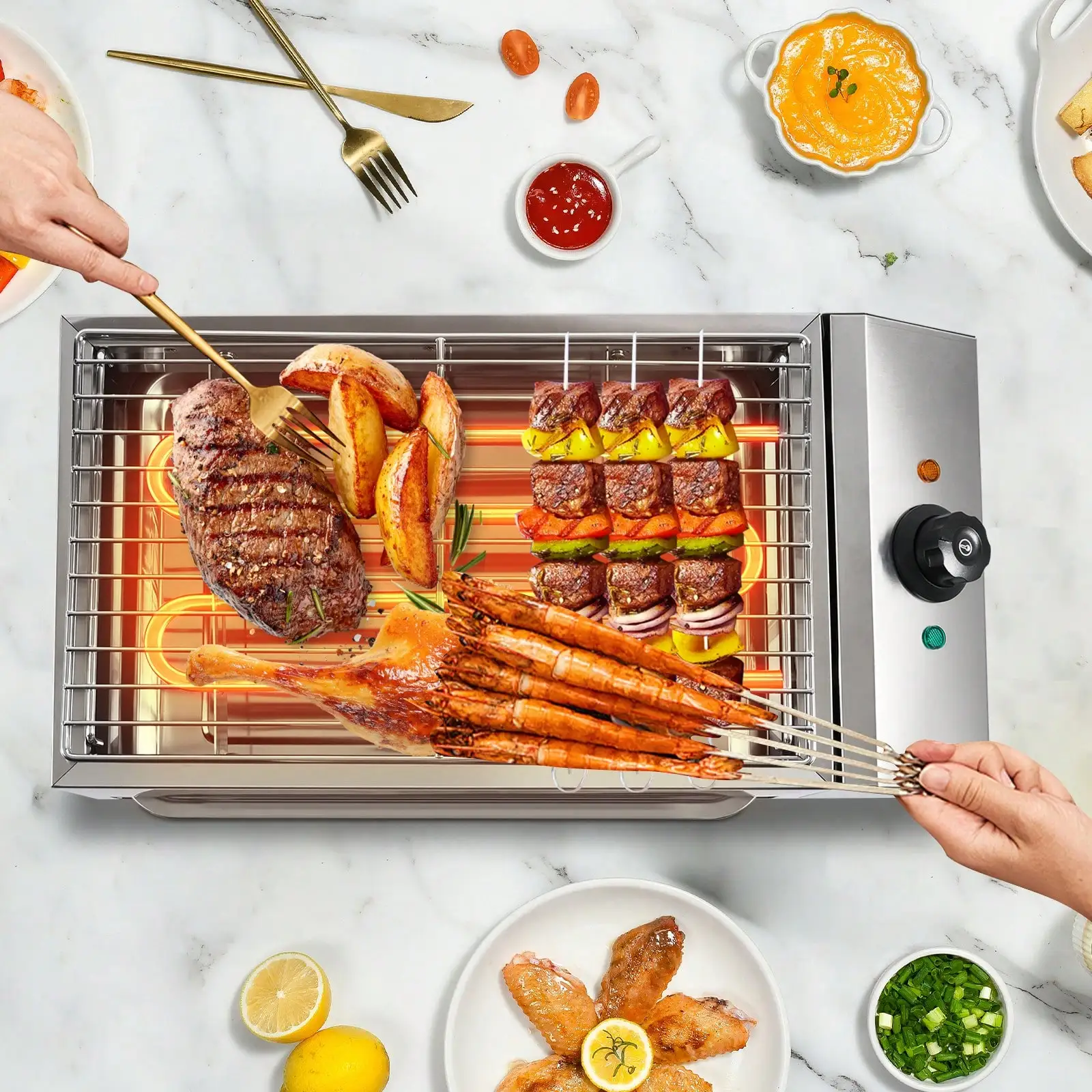 Family Smokeless Grill 1800W 110V Stainless Steel Electric Smokeless Barbecue Oven Grill For Restaurant BBQ Equipment - Image 9