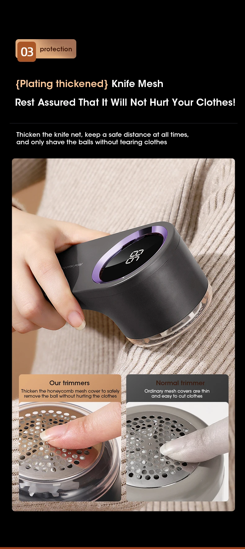 Lint Remover for Clothing LED Digital Electric Pellet Fluff Remover USB Rechargeable Fuzz Fabric Shaver Sweater Dropshipping - Image 16
