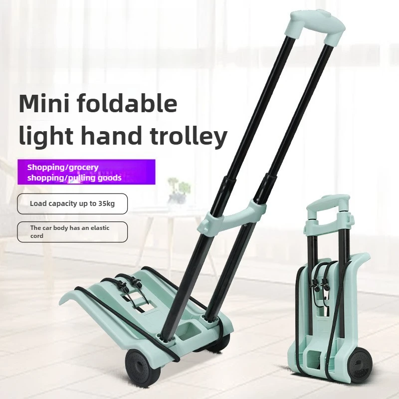 Household small cart folding pull goods handling trailer shopping cart luggage trolley - Image 2