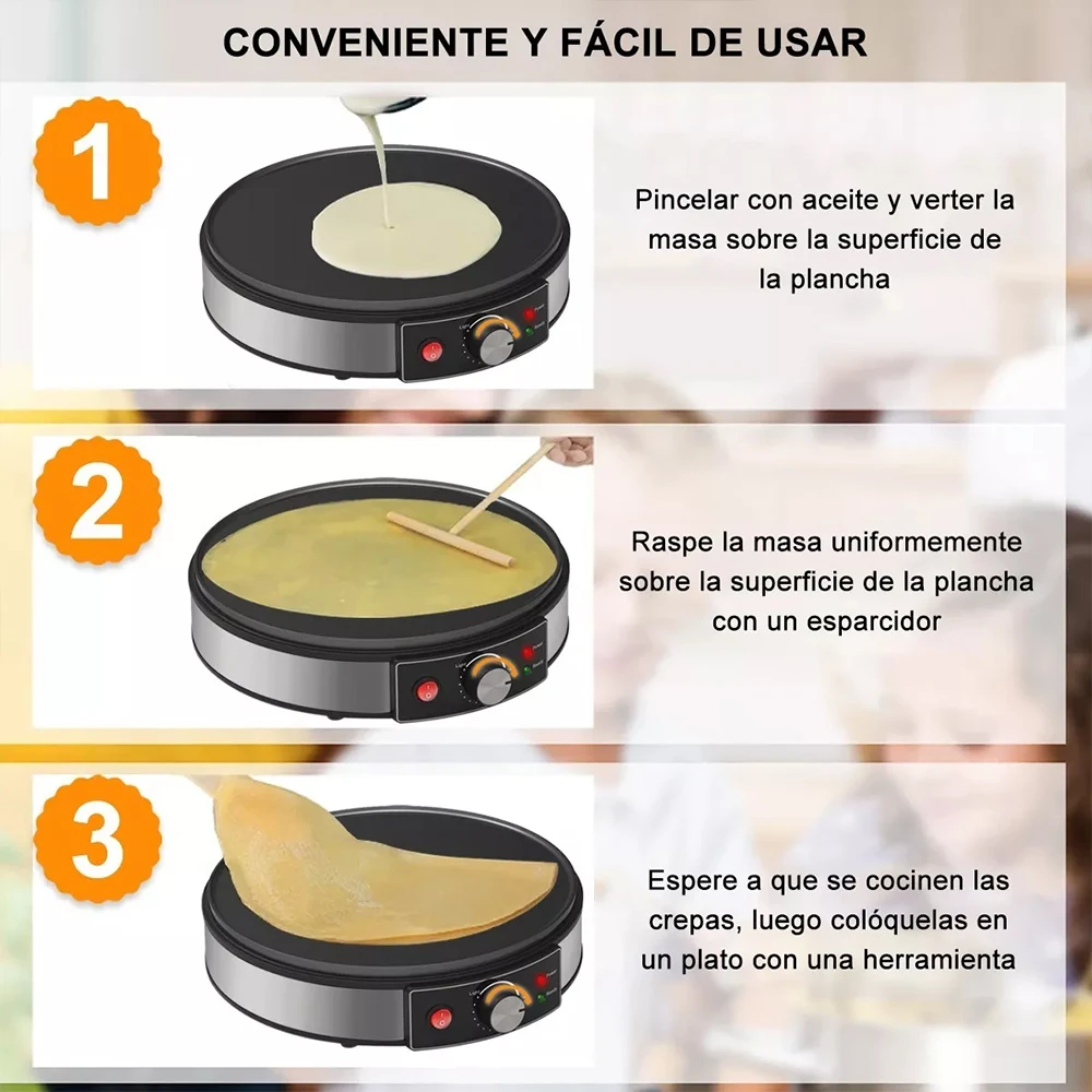 Electric Crepe Maker Machine Pancake Machine Batter Crepes Maker Kitchen Cooking Roti Tortilla Blintzes Pancakes Bacon Eggs - Image 8