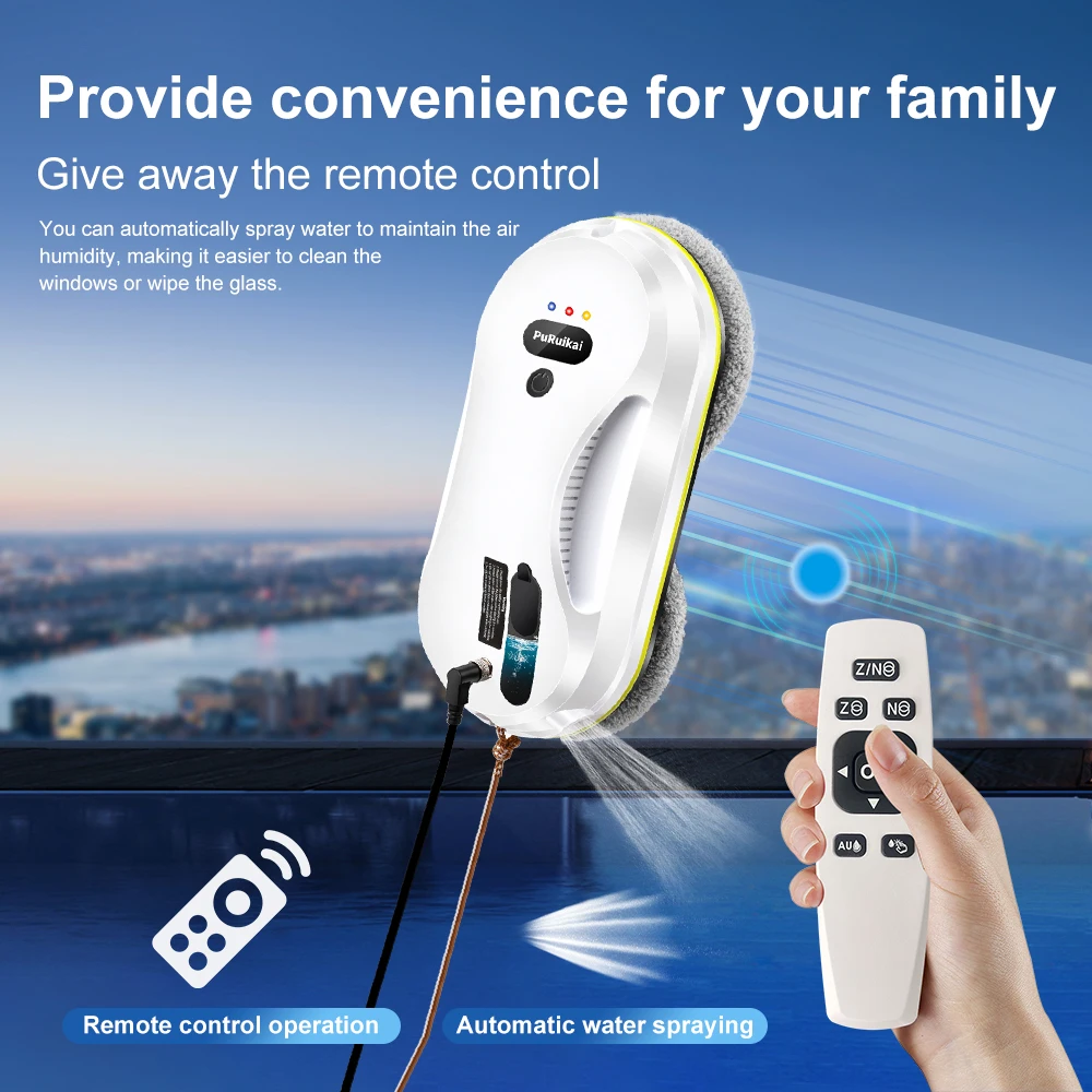 PuRuiKai Household Window Automatic Water Spray Cleaning Robot,With Intelligent Edge Detection System,Robot Glass Cleaner - Image 4