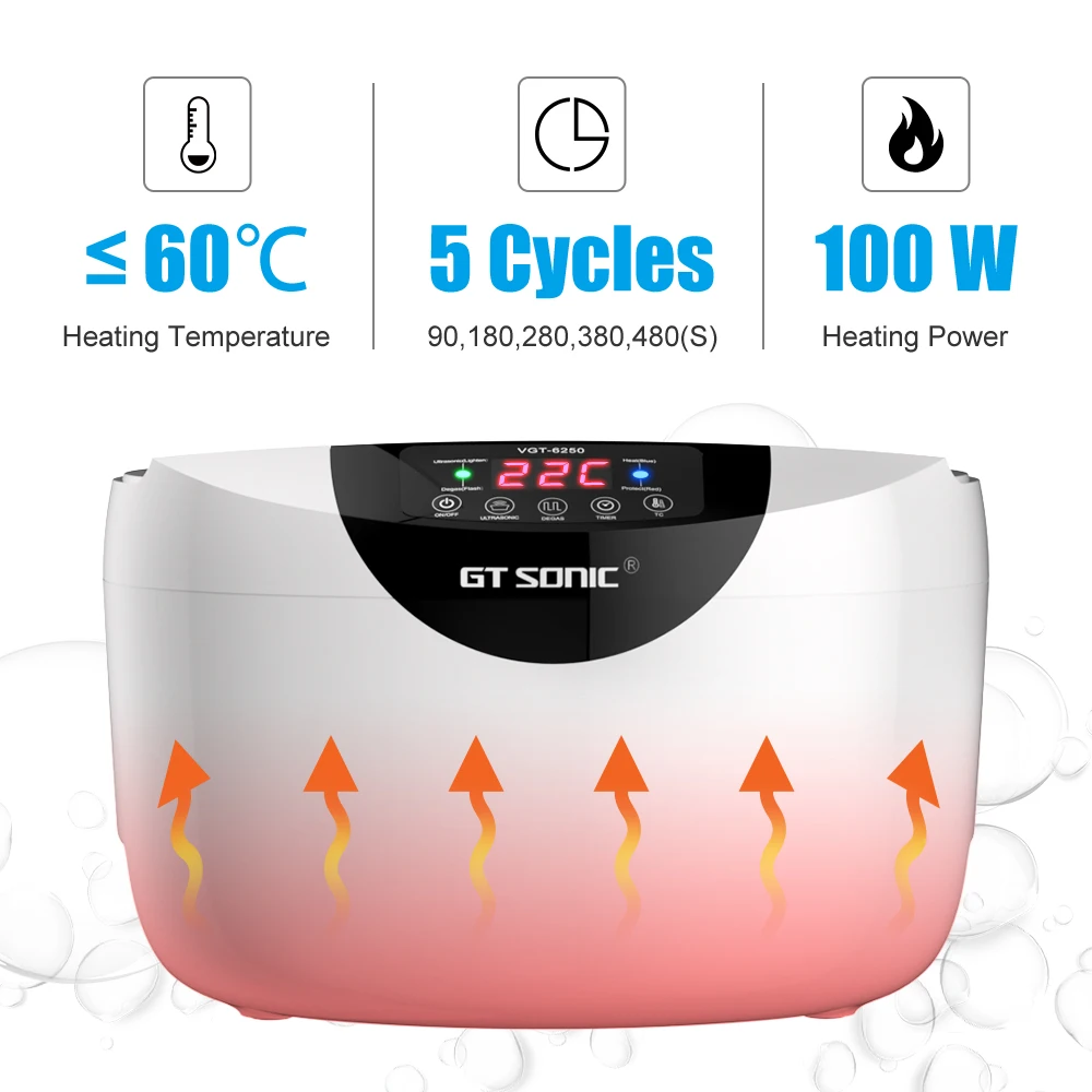 Digital Ultrasonic Cleaner Bath 2500ML for Home Kitchen Wash Fruits Glasses Denture Tableware Jewelry Watch - Image 2