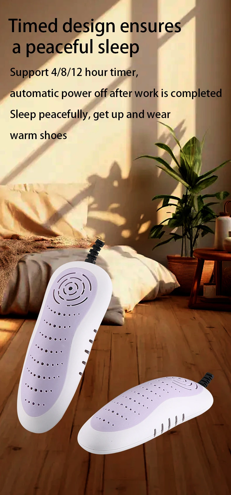 2025 New Electric Shoe Dryer With Timer 4H 8H 12H PTC Heater for Boot Warmer Sanitizing Deodorizing Portable Dryer Blue Light - Image 10