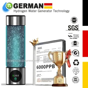 5.0 New Upgraded Hydrogen Water Bottle - Hydrogen Concentration up to 6000 PPB, 2025 SPE/PEM Technology