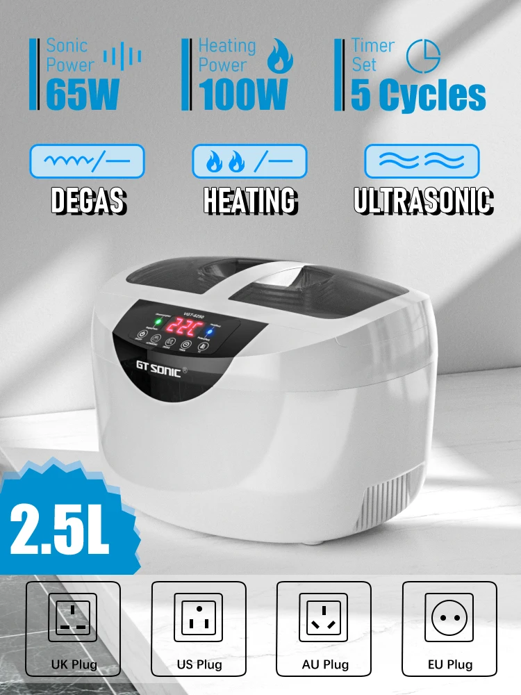 Digital Ultrasonic Cleaner Bath 2500ML for Home Kitchen Wash Fruits Glasses Denture Tableware Jewelry Watch - Image 7