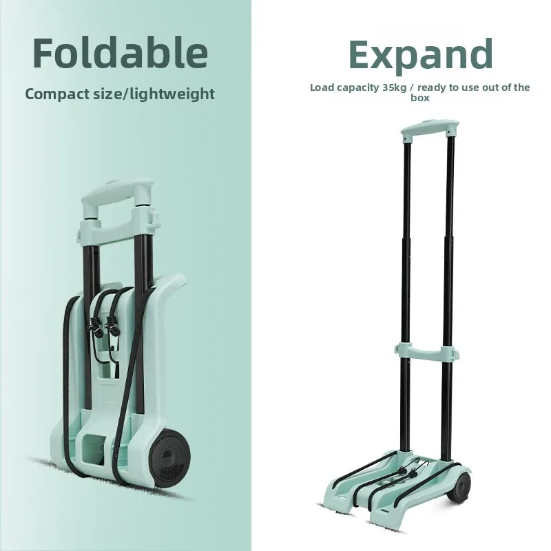 Household small cart folding pull goods handling trailer shopping cart luggage trolley - Image 4