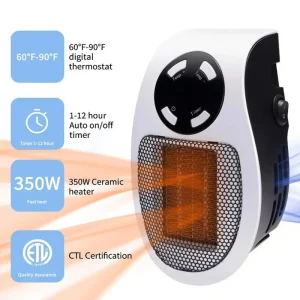 Portable Mini Space Heater with Remote Control Fast Heating Electric Warmer for Room Office Desk Indoor Use