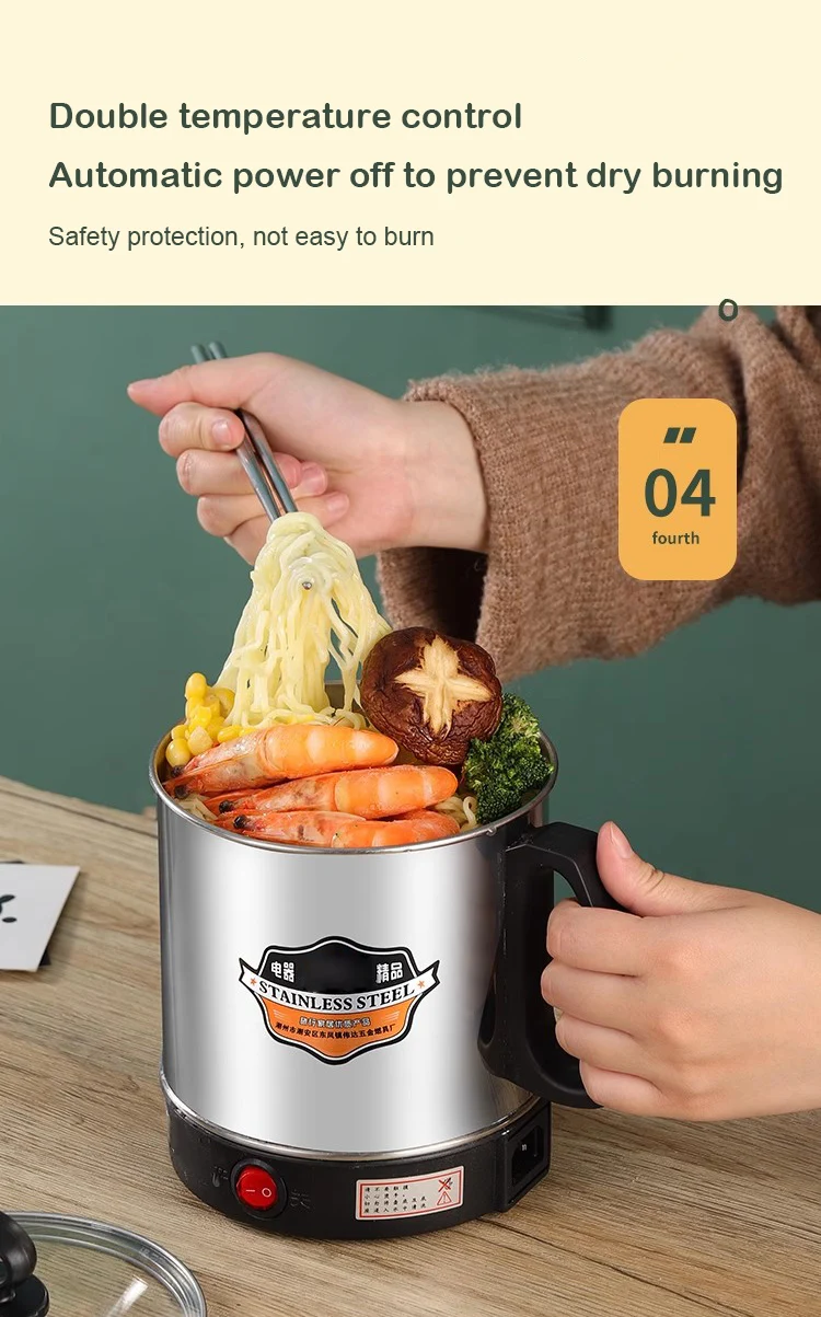 DMWD MultiCooker Electric Skillet portable stainless steel heating cup Noodles milk soup porridge Cooking Pot mini coffee boiler - Image 16